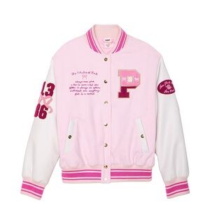 VS PINK x LoveShackFancy Boyfriend Varsity Jacket NEW WITH TAGS XXL